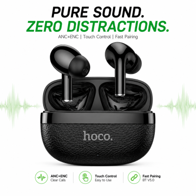 Hoco MMJ-24 Wireless Headset – Bluetooth 6.0 Hi-Fi Audio Neckband & Earphone with Touch Control, 10mm Driver & Long Battery Life